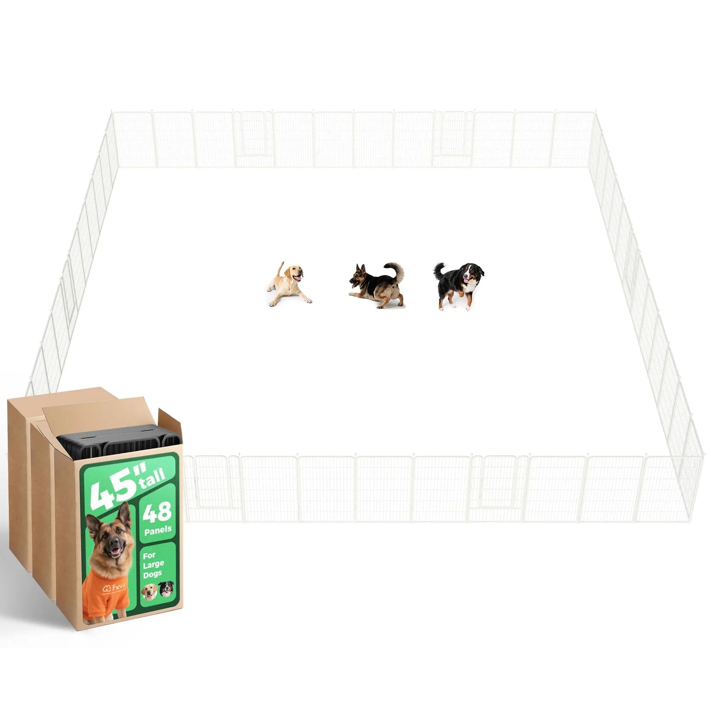 FXW Rollick Unleashed Dog Playpen for Indoor, Yard, RV Camping, 24"/32"/40"/45"/50" Height, 2/4/6/8/16/24/32/48 Panels for Small, Medium, and Large Dogs, Black/White│Patented