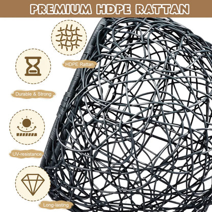 Cat Swing Bed with Stand & Cushion, Cat Egg Chair with Rattan Wicker Appearance, Indoor Hanging Swinging Cat Bed for Cats, Small Dogs, and Small Animals.Gray.
