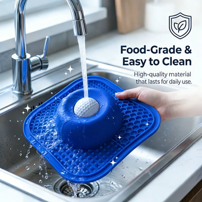 Dog Slow Feeder Bowl & Lick Mat Set - Food-Grade Silicone Anti-Slip Bowl Feeding Mat, Mess-Free Strong Suction Pad for Anxiety Relief, Anti-Destructive Use with Wet Food, Yogurt, Peanut Butter, Anti-Slip Feeding Mats, Bowl Feeding Mats