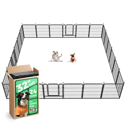 FXW Rollick Unleashed Dog Playpen for Indoor, Yard, RV Camping, 24"/32"/40"/45"/50" Height, 2/4/6/8/16/24/32/48 Panels for Small, Medium, and Large Dogs, Black/White│Patented