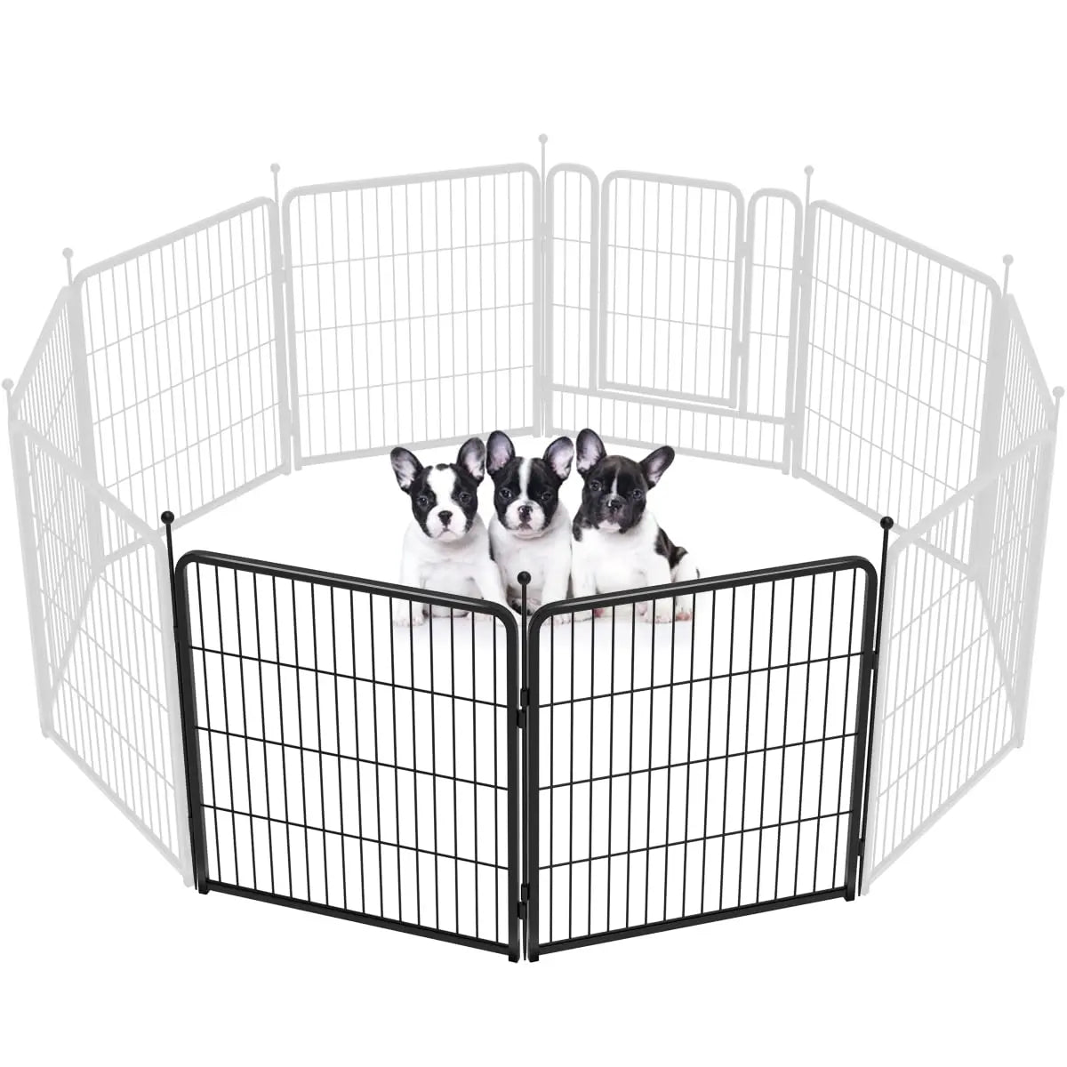 FXW Rollick Unleashed Dog Playpen for Indoor, Yard, RV Camping, 24"/32"/40"/45"/50" Height, 2/4/6/8/16/24/32/48 Panels for Small, Medium, and Large Dogs, Black/White│Patented