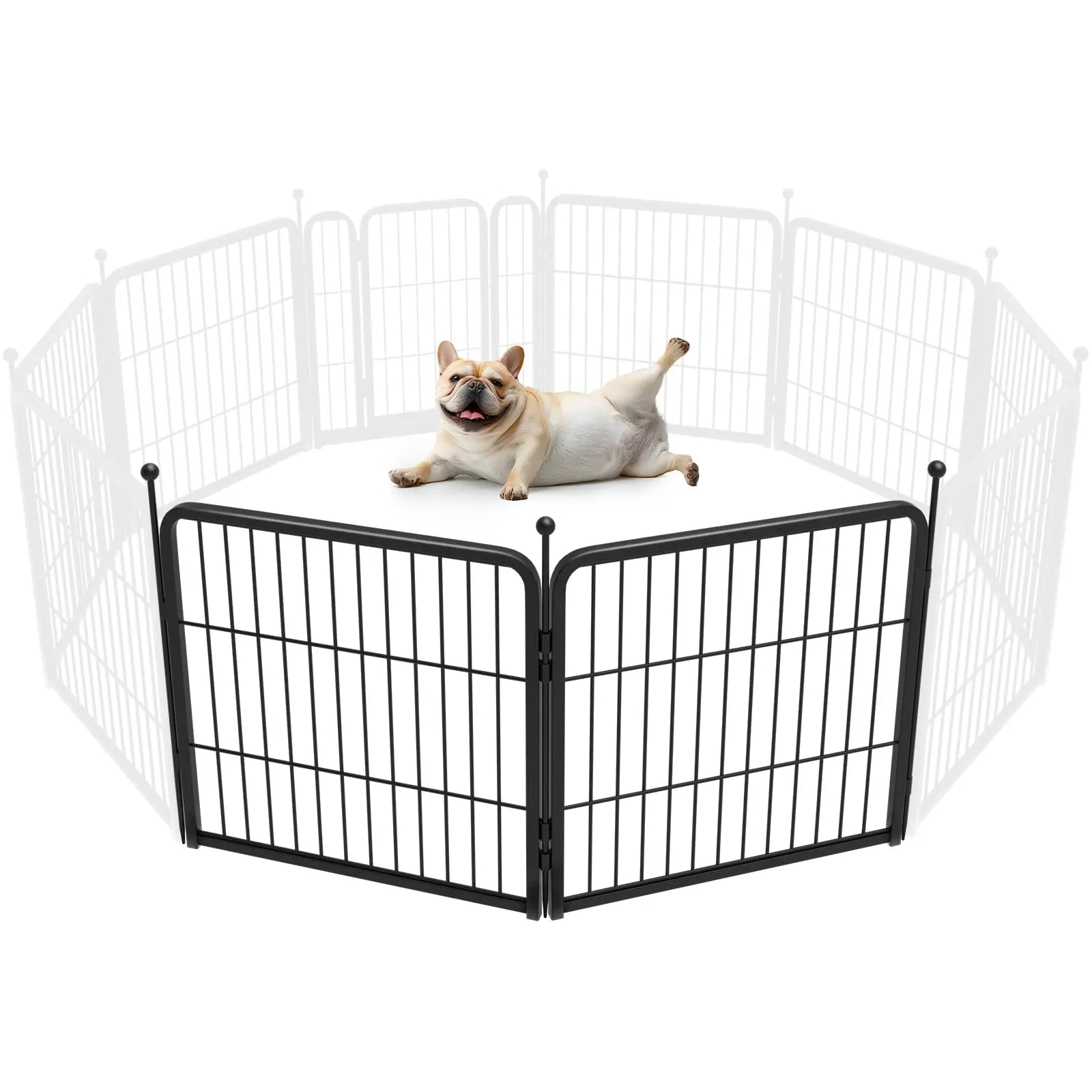 FXW Rollick Unleashed Dog Playpen for Indoor, Yard, RV Camping, 24"/32"/40"/45"/50" Height, 2/4/6/8/16/24/32/48 Panels for Small, Medium, and Large Dogs, Black/White│Patented