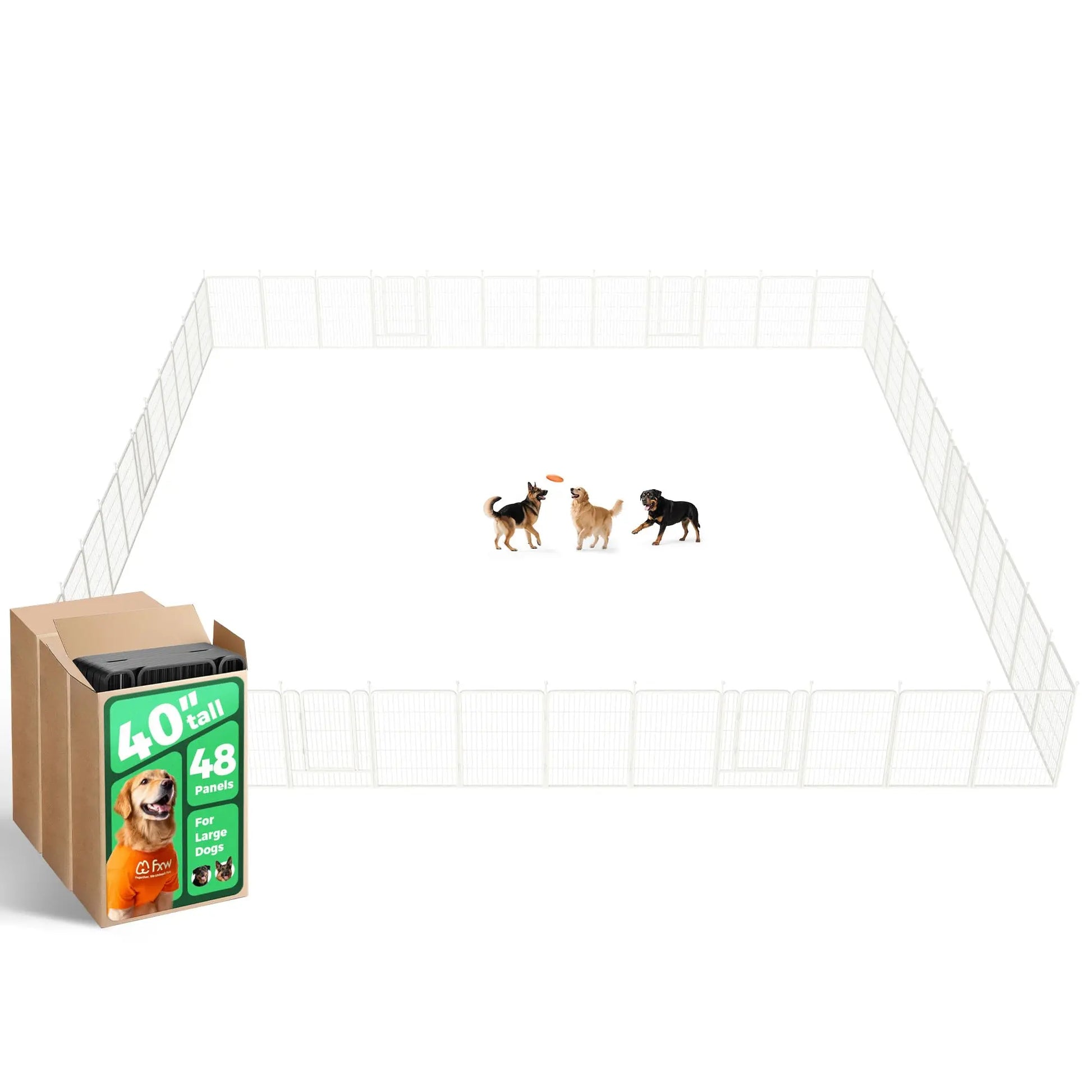 FXW Rollick Unleashed Dog Playpen for Indoor, Yard, RV Camping, 24"/32"/40"/45"/50" Height, 2/4/6/8/16/24/32/48 Panels for Small, Medium, and Large Dogs, Black/White│Patented