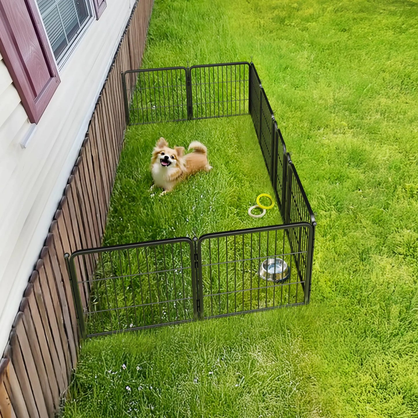 FXW Rollick Unleashed Dog Playpen for Indoor, Yard, RV Camping, 24"/32"/40"/45"/50" Height, 2/4/6/8/16/24/32/48 Panels for Small, Medium, and Large Dogs, Black/White│Patented