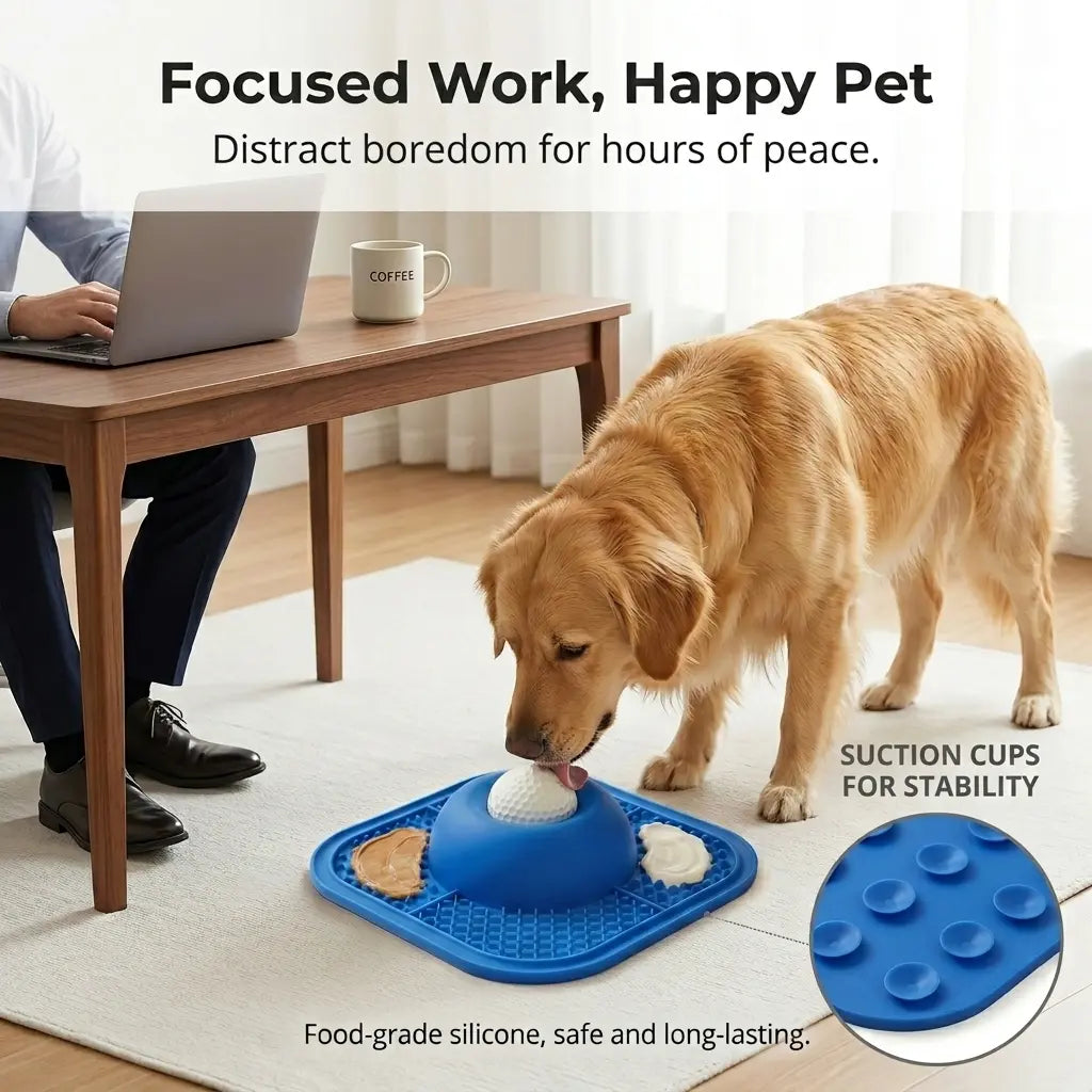 Dog Slow Feeder Bowl & Lick Mat Set - Food-Grade Silicone Anti-Slip Bowl Feeding Mat, Mess-Free Strong Suction Pad for Anxiety Relief, Anti-Destructive Use with Wet Food, Yogurt, Peanut Butter, Anti-Slip Feeding Mats, Bowl Feeding Mats