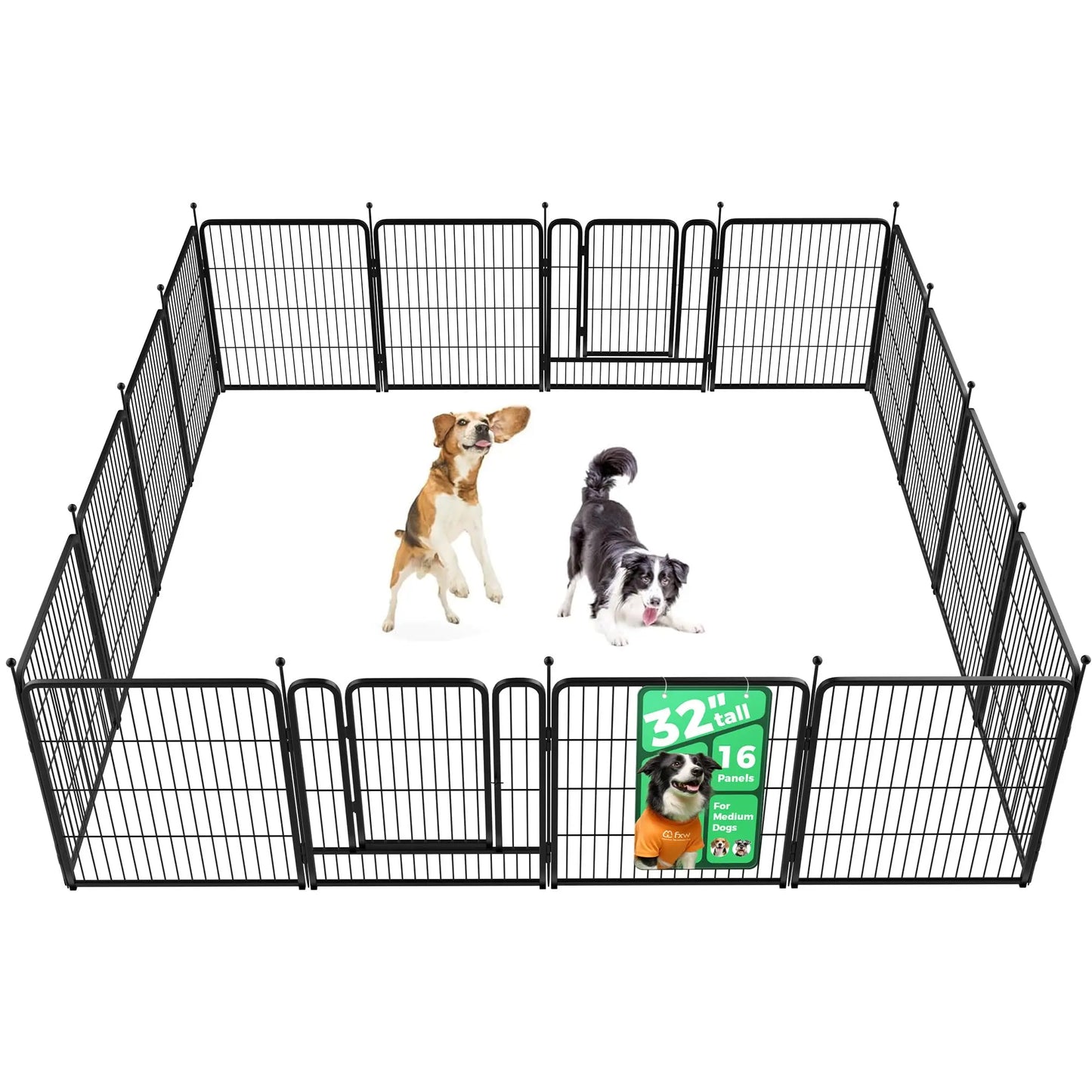 FXW Rollick Unleashed Dog Playpen for Indoor, Yard, RV Camping, 24"/32"/40"/45"/50" Height, 2/4/6/8/16/24/32/48 Panels for Small, Medium, and Large Dogs, Black/White│Patented