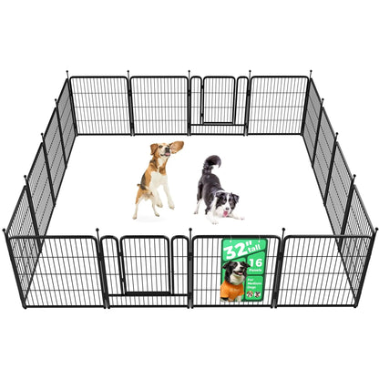 FXW Rollick Unleashed Dog Playpen for Indoor, Yard, RV Camping, 24"/32"/40"/45"/50" Height, 2/4/6/8/16/24/32/48 Panels for Small, Medium, and Large Dogs, Black/White│Patented