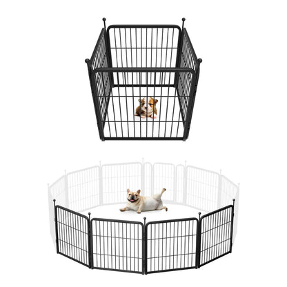 FXW Rollick Unleashed Dog Playpen for Indoor, Yard, RV Camping, 24"/32"/40"/45"/50" Height, 2/4/6/8/16/24/32/48 Panels for Small, Medium, and Large Dogs, Black/White│Patented