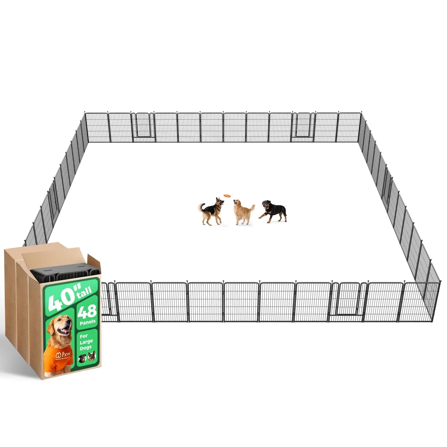 FXW Rollick Unleashed Dog Playpen for Indoor, Yard, RV Camping, 24"/32"/40"/45"/50" Height, 2/4/6/8/16/24/32/48 Panels for Small, Medium, and Large Dogs, Black/White│Patented