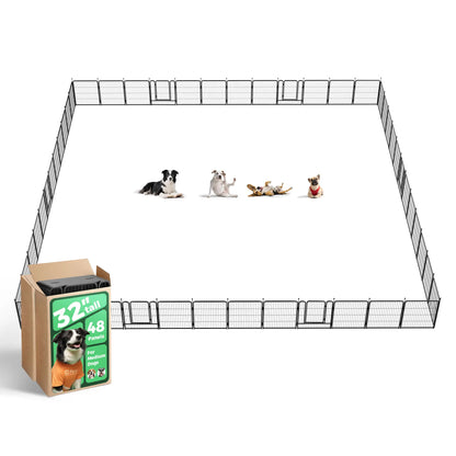 FXW Rollick Unleashed Dog Playpen for Indoor, Yard, RV Camping, 24"/32"/40"/45"/50" Height, 2/4/6/8/16/24/32/48 Panels for Small, Medium, and Large Dogs, Black/White│Patented