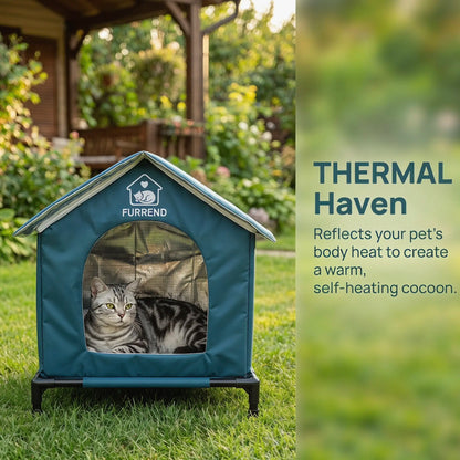 Outdoor 4-Season Cat House, Waterproof, Windproof & Scratch-Resistant. Easy to Clean with a Soft Blanket, Sturdy and Spacious. Includes Mounting Brackets, Ideal for Multiple Kittens and Small Dogs.