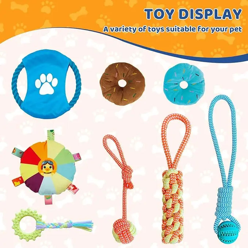 Indoor Puppy Play Gym - Pet Agility Training & Boredom Enrichment Aid with Snuffle Mat, 8 Hanging Toys, PVC Frame, Stretchy Velcro Rope for Small Dogs Bite Resistance