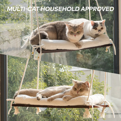Solid Wood Cat Window Perch with Machine Washable Cusion,Strong Suction Cup, Cat Window Perch for Cats and Small Dog #Summervibes #Dealsforyourdays