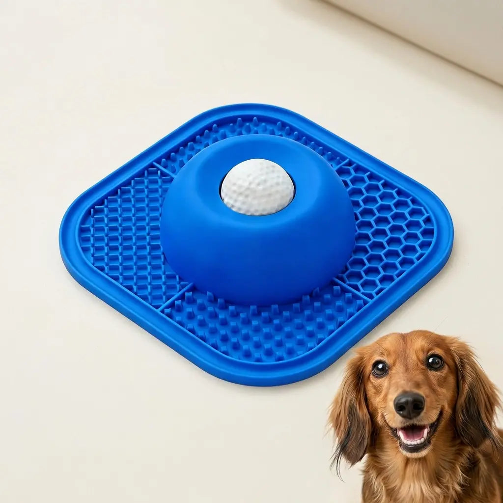 Dog Slow Feeder Bowl & Lick Mat Set - Food-Grade Silicone Anti-Slip Bowl Feeding Mat, Mess-Free Strong Suction Pad for Anxiety Relief, Anti-Destructive Use with Wet Food, Yogurt, Peanut Butter, Anti-Slip Feeding Mats, Bowl Feeding Mats