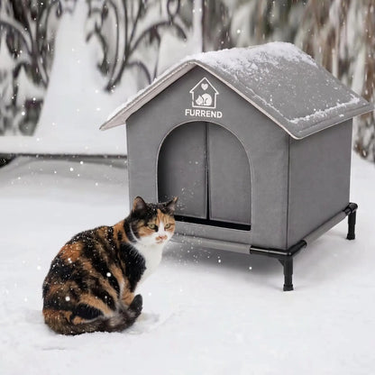 Outdoor 4-Season Cat House, Waterproof, Windproof & Scratch-Resistant. Easy to Clean with a Soft Blanket, Sturdy and Spacious. Includes Mounting Brackets, Ideal for Multiple Kittens and Small Dogs.