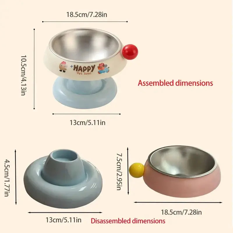 Stainless Steel Cat Bowl Feeder for Cats and Dogs, 3 Color Options, Anti-Slip, Non-Tip, Removable Inner Liner, Easy to Clean, Prevents Blackheads