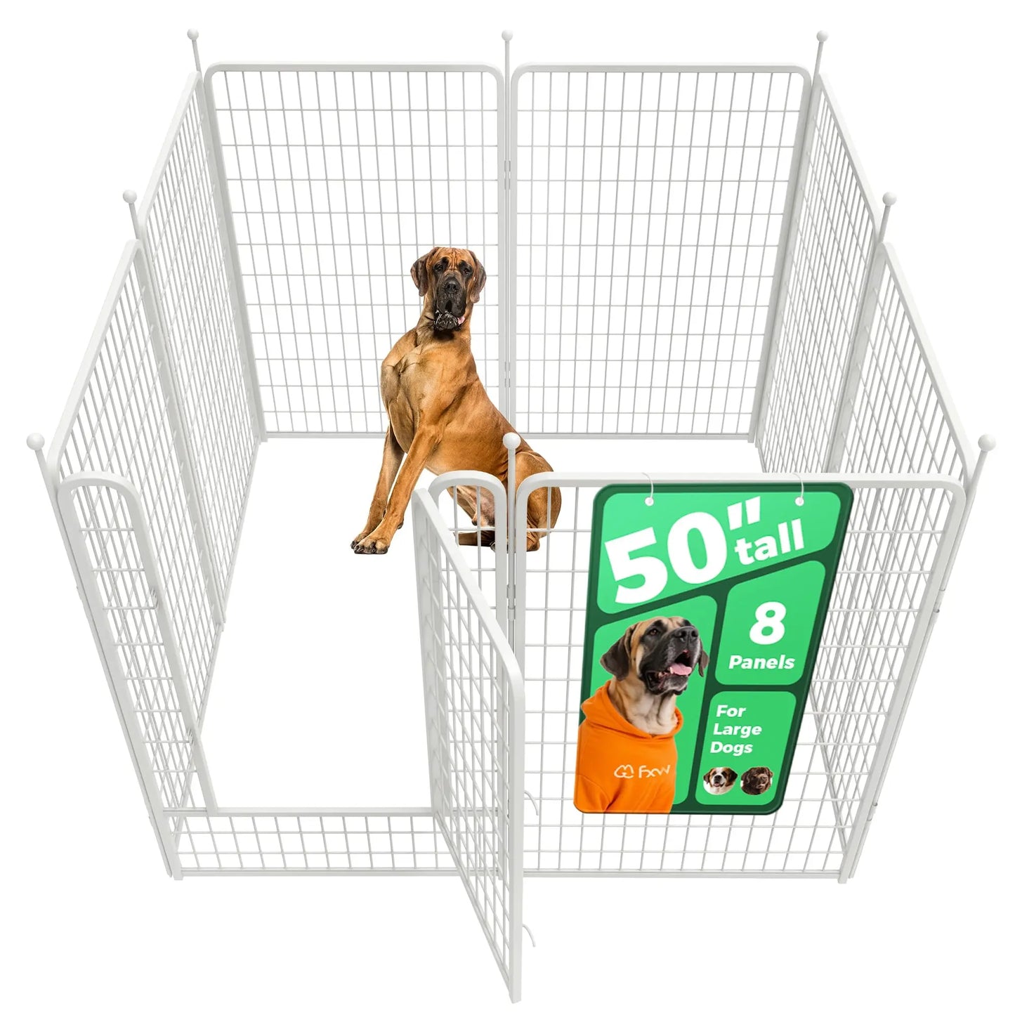 FXW Rollick Unleashed Dog Playpen for Indoor, Yard, RV Camping, 24"/32"/40"/45"/50" Height, 2/4/6/8/16/24/32/48 Panels for Small, Medium, and Large Dogs, Black/White│Patented