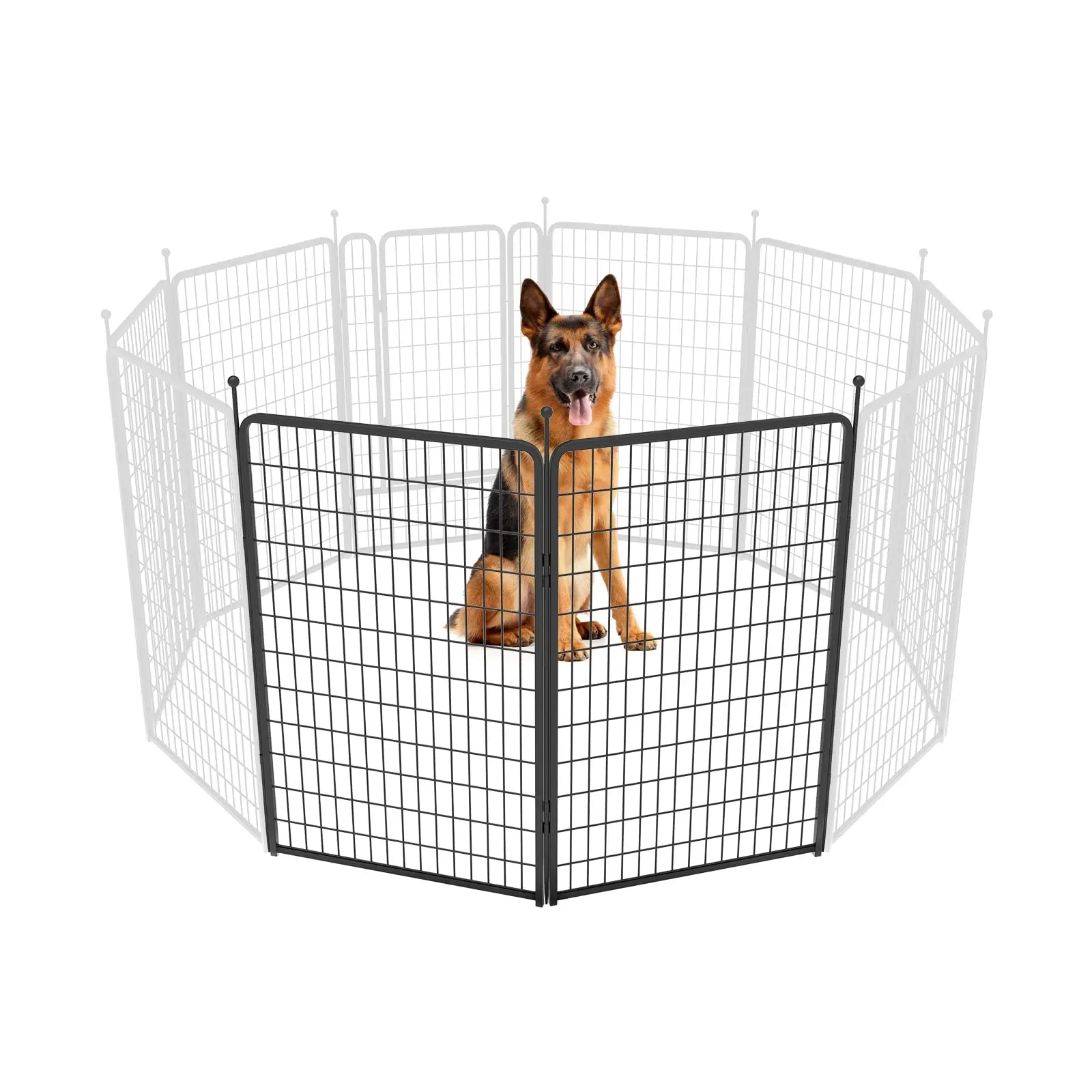 FXW Rollick Unleashed Dog Playpen for Indoor, Yard, RV Camping, 24"/32"/40"/45"/50" Height, 2/4/6/8/16/24/32/48 Panels for Small, Medium, and Large Dogs, Black/White│Patented