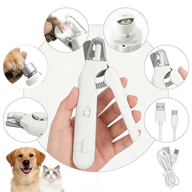 2-In-1 Led Cat Dog Nail Clipper & Nail Grinder with Lights,Rechargeable Pet Nail Trimmers with Nail File,Protective Guard,Quick Sensor,Pet Claw Clippers for Medium Small Dogs Cats Rabbits