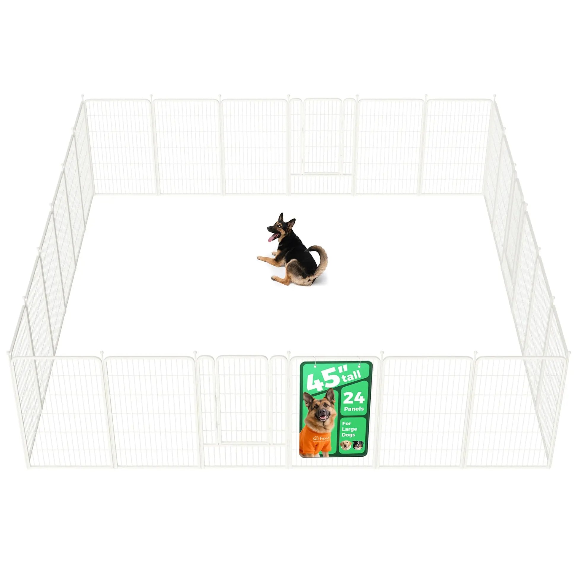 FXW Rollick Unleashed Dog Playpen for Indoor, Yard, RV Camping, 24"/32"/40"/45"/50" Height, 2/4/6/8/16/24/32/48 Panels for Small, Medium, and Large Dogs, Black/White│Patented