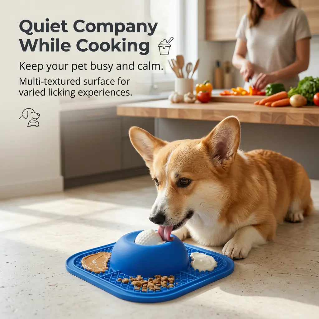 Dog Slow Feeder Bowl & Lick Mat Set - Food-Grade Silicone Anti-Slip Bowl Feeding Mat, Mess-Free Strong Suction Pad for Anxiety Relief, Anti-Destructive Use with Wet Food, Yogurt, Peanut Butter, Anti-Slip Feeding Mats, Bowl Feeding Mats