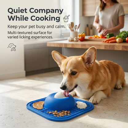 Dog Slow Feeder Bowl & Lick Mat Set - Food-Grade Silicone Anti-Slip Bowl Feeding Mat, Mess-Free Strong Suction Pad for Anxiety Relief, Anti-Destructive Use with Wet Food, Yogurt, Peanut Butter, Anti-Slip Feeding Mats, Bowl Feeding Mats