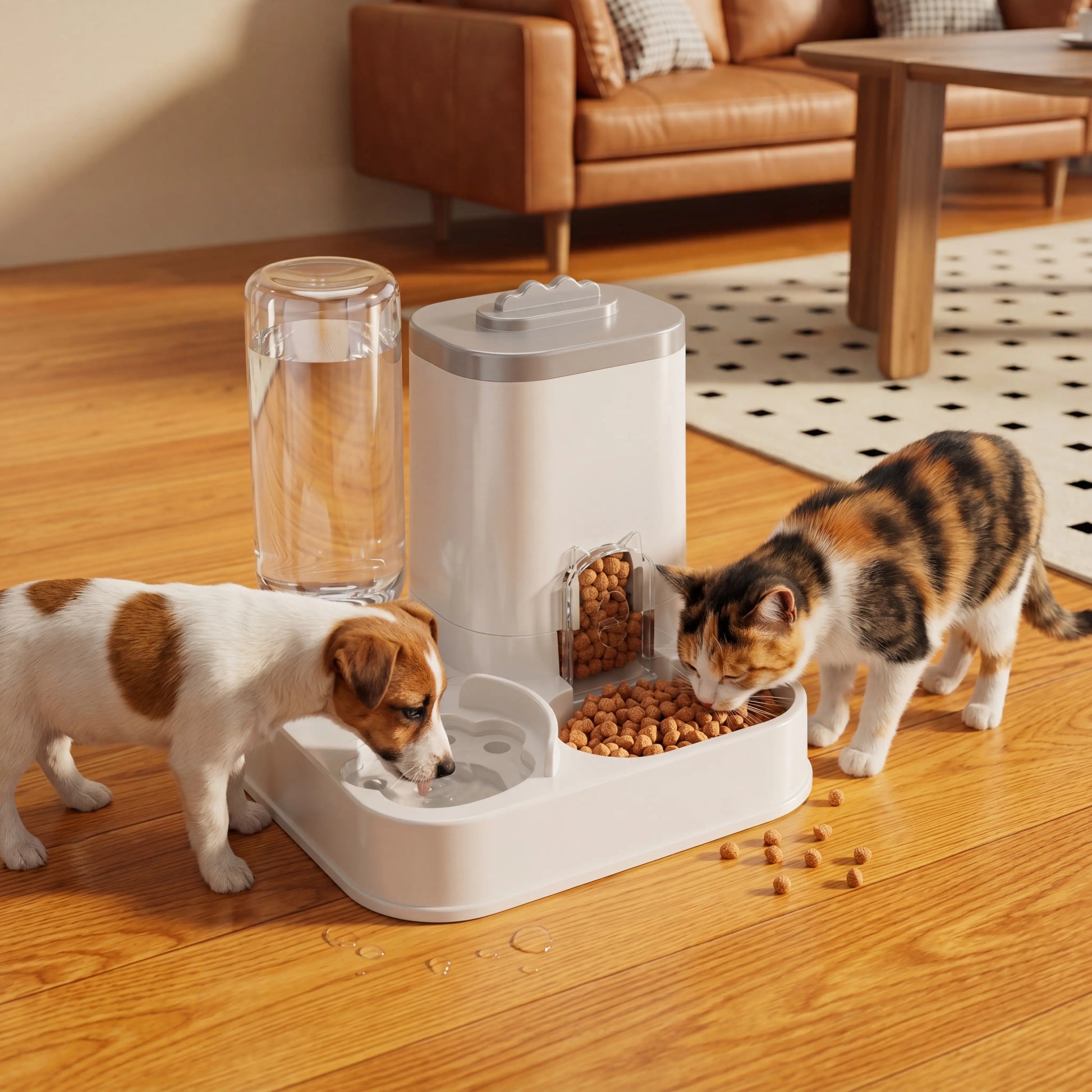 2-in-1 Gravity Automatic Cat Feeder and Water Dispenser - Hassle-Free, No-Plug Pet Feeding Solution