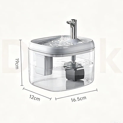1.5L USB Cat Water Fountain, Automatic Pet Drinking Dispenser with Filter, Transparent Gray Circulating Fresh Water Bowl for Cats & Small Dogs