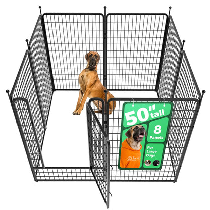 FXW Rollick Unleashed Dog Playpen for Indoor, Yard, RV Camping, 24"/32"/40"/45"/50" Height, 2/4/6/8/16/24/32/48 Panels for Small, Medium, and Large Dogs, Black/White│Patented