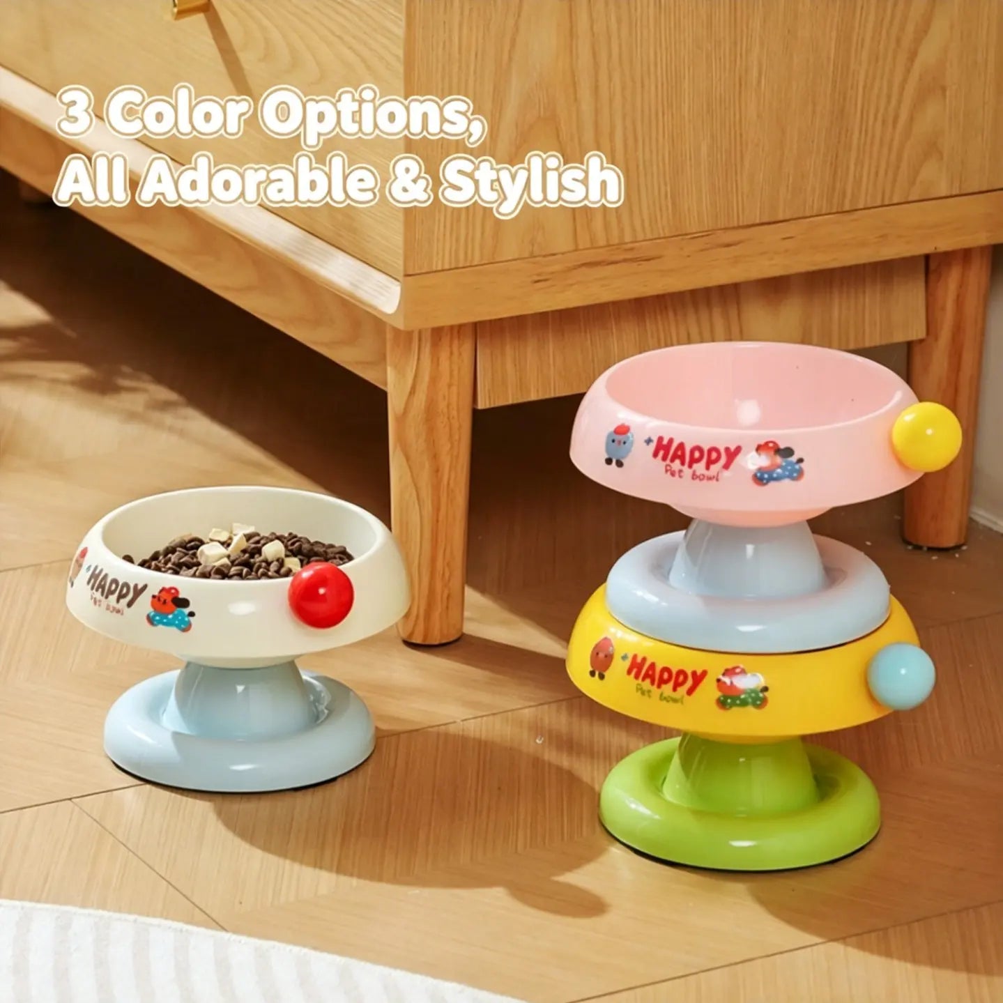 Stainless Steel Cat Bowl Feeder for Cats and Dogs, 3 Color Options, Anti-Slip, Non-Tip, Removable Inner Liner, Easy to Clean, Prevents Blackheads