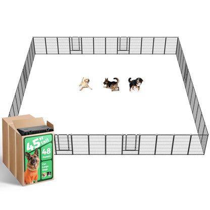 FXW Rollick Unleashed Dog Playpen for Indoor, Yard, RV Camping, 24"/32"/40"/45"/50" Height, 2/4/6/8/16/24/32/48 Panels for Small, Medium, and Large Dogs, Black/White│Patented