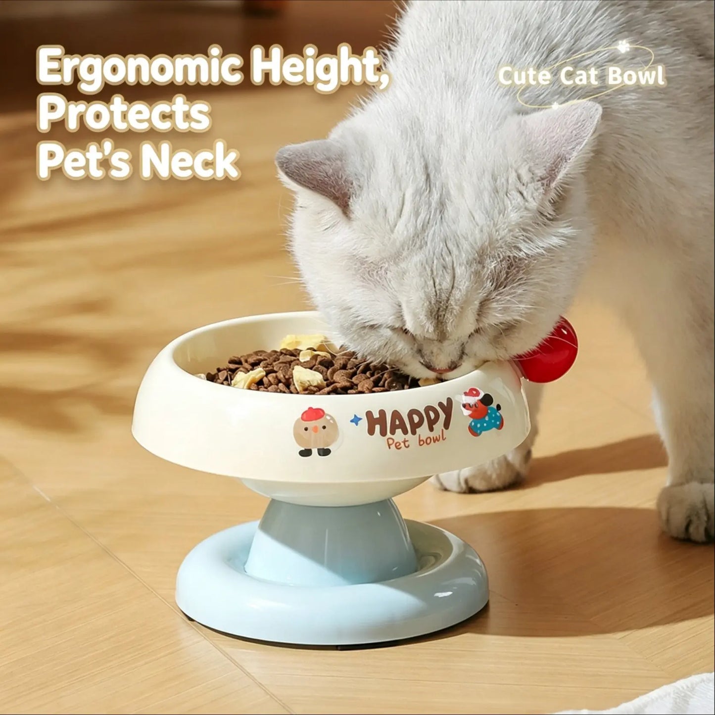Stainless Steel Cat Bowl Feeder for Cats and Dogs, 3 Color Options, Anti-Slip, Non-Tip, Removable Inner Liner, Easy to Clean, Prevents Blackheads