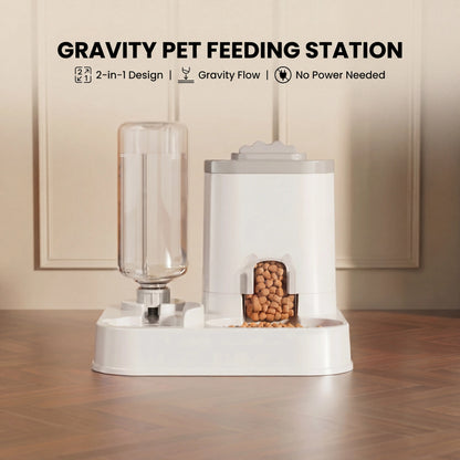 2-in-1 Gravity Automatic Cat Feeder and Water Dispenser - Hassle-Free, No-Plug Pet Feeding Solution