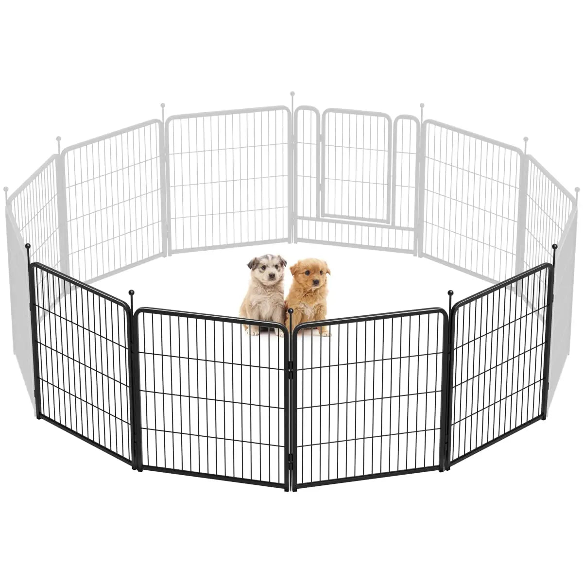 FXW Rollick Unleashed Dog Playpen for Indoor, Yard, RV Camping, 24"/32"/40"/45"/50" Height, 2/4/6/8/16/24/32/48 Panels for Small, Medium, and Large Dogs, Black/White│Patented