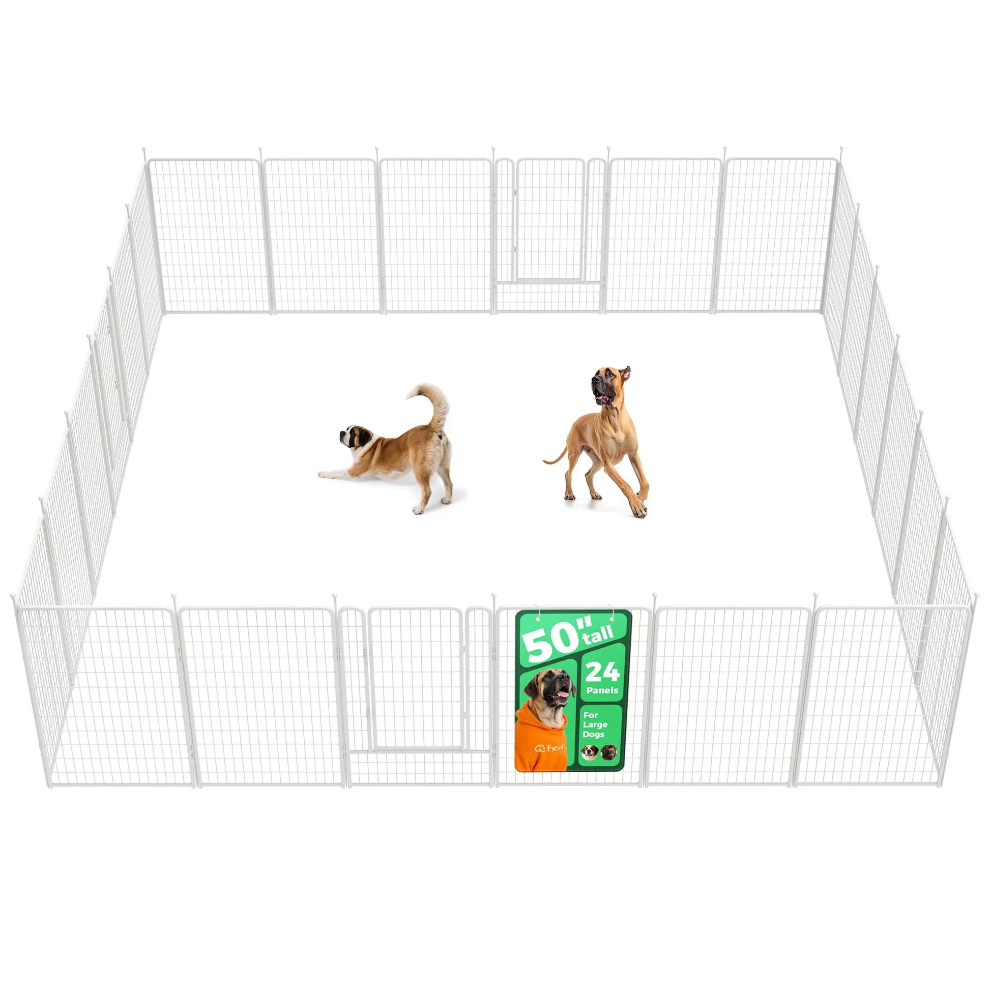 FXW Rollick Unleashed Dog Playpen for Indoor, Yard, RV Camping, 24"/32"/40"/45"/50" Height, 2/4/6/8/16/24/32/48 Panels for Small, Medium, and Large Dogs, Black/White│Patented