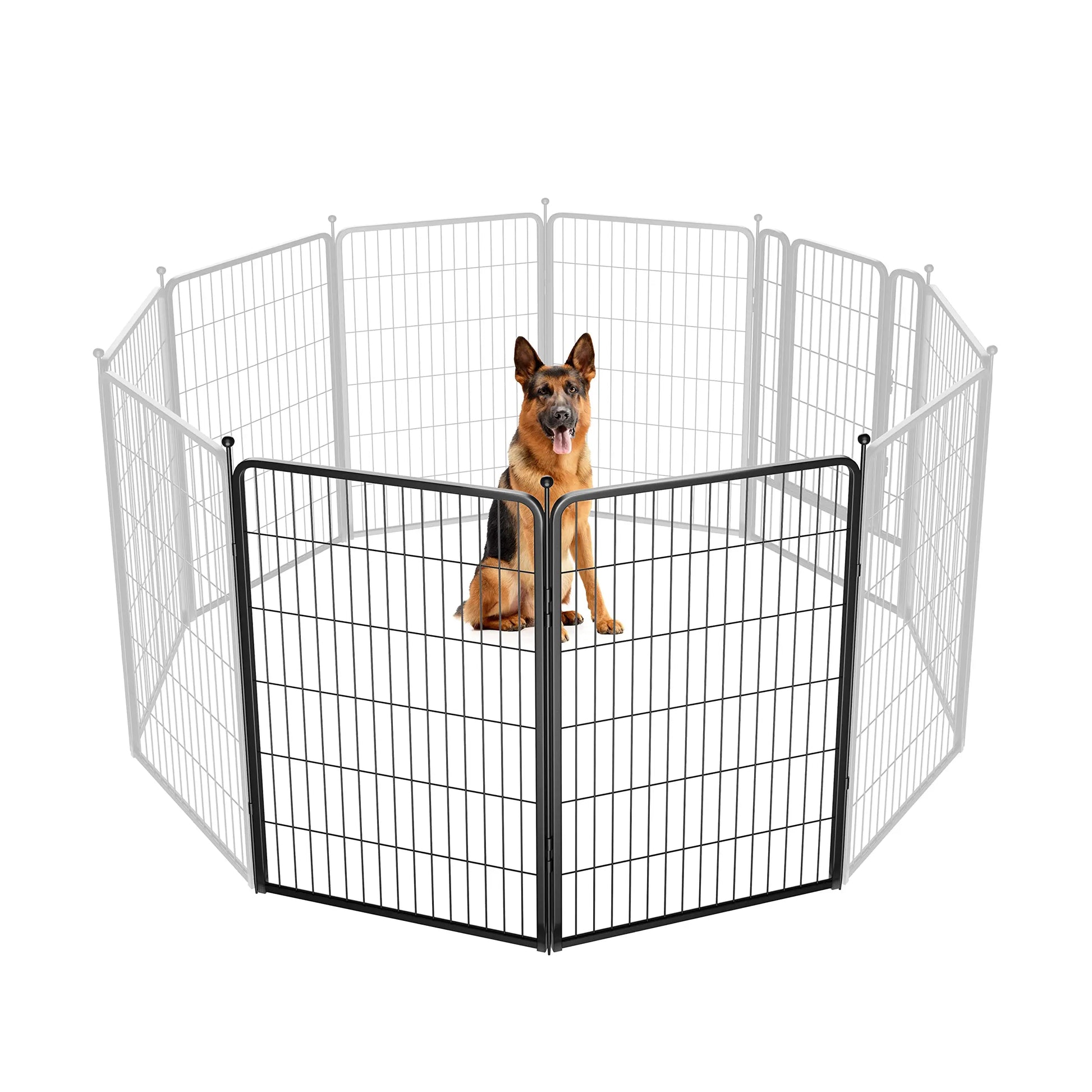FXW Rollick Unleashed Dog Playpen for Indoor, Yard, RV Camping, 24"/32"/40"/45"/50" Height, 2/4/6/8/16/24/32/48 Panels for Small, Medium, and Large Dogs, Black/White│Patented