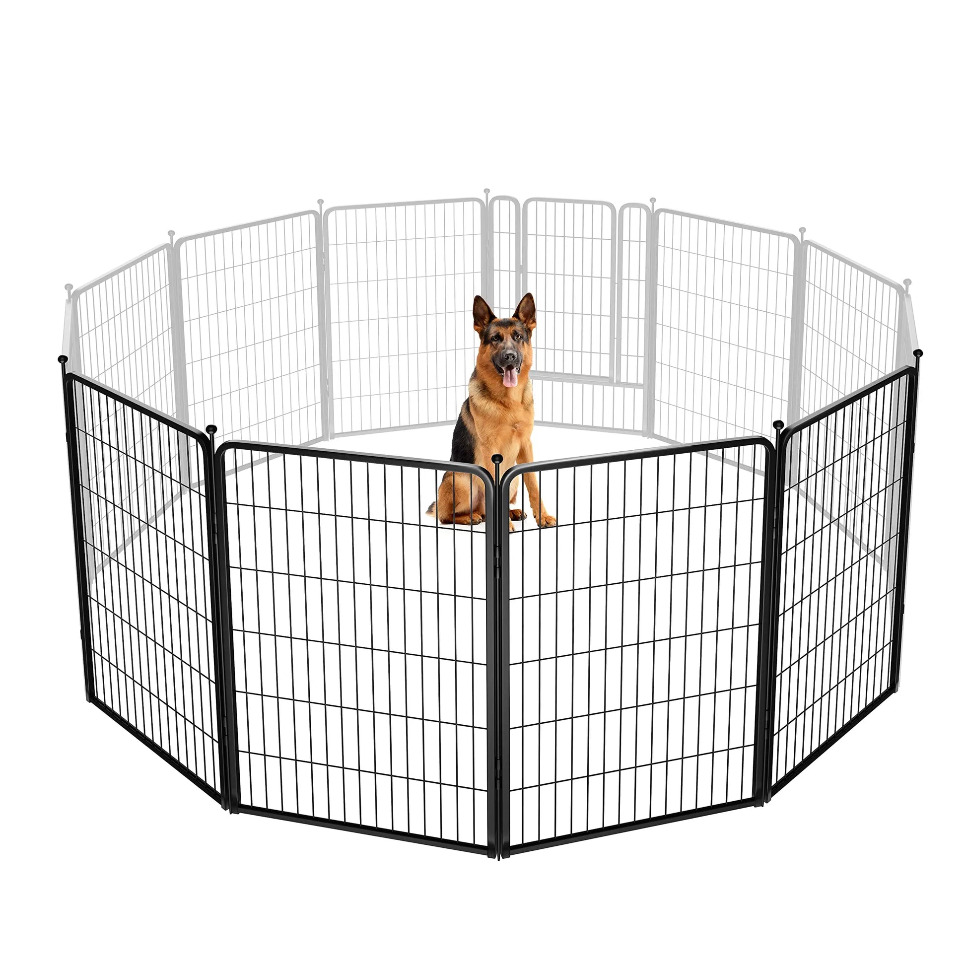 FXW Rollick Unleashed Dog Playpen for Indoor, Yard, RV Camping, 24"/32"/40"/45"/50" Height, 2/4/6/8/16/24/32/48 Panels for Small, Medium, and Large Dogs, Black/White│Patented