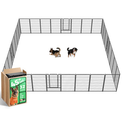 FXW Rollick Unleashed Dog Playpen for Indoor, Yard, RV Camping, 24"/32"/40"/45"/50" Height, 2/4/6/8/16/24/32/48 Panels for Small, Medium, and Large Dogs, Black/White│Patented