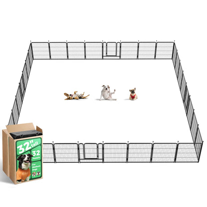 FXW Rollick Unleashed Dog Playpen for Indoor, Yard, RV Camping, 24"/32"/40"/45"/50" Height, 2/4/6/8/16/24/32/48 Panels for Small, Medium, and Large Dogs, Black/White│Patented