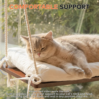 Solid Wood Cat Window Perch with Machine Washable Cusion,Strong Suction Cup, Cat Window Perch for Cats and Small Dog #Summervibes #Dealsforyourdays
