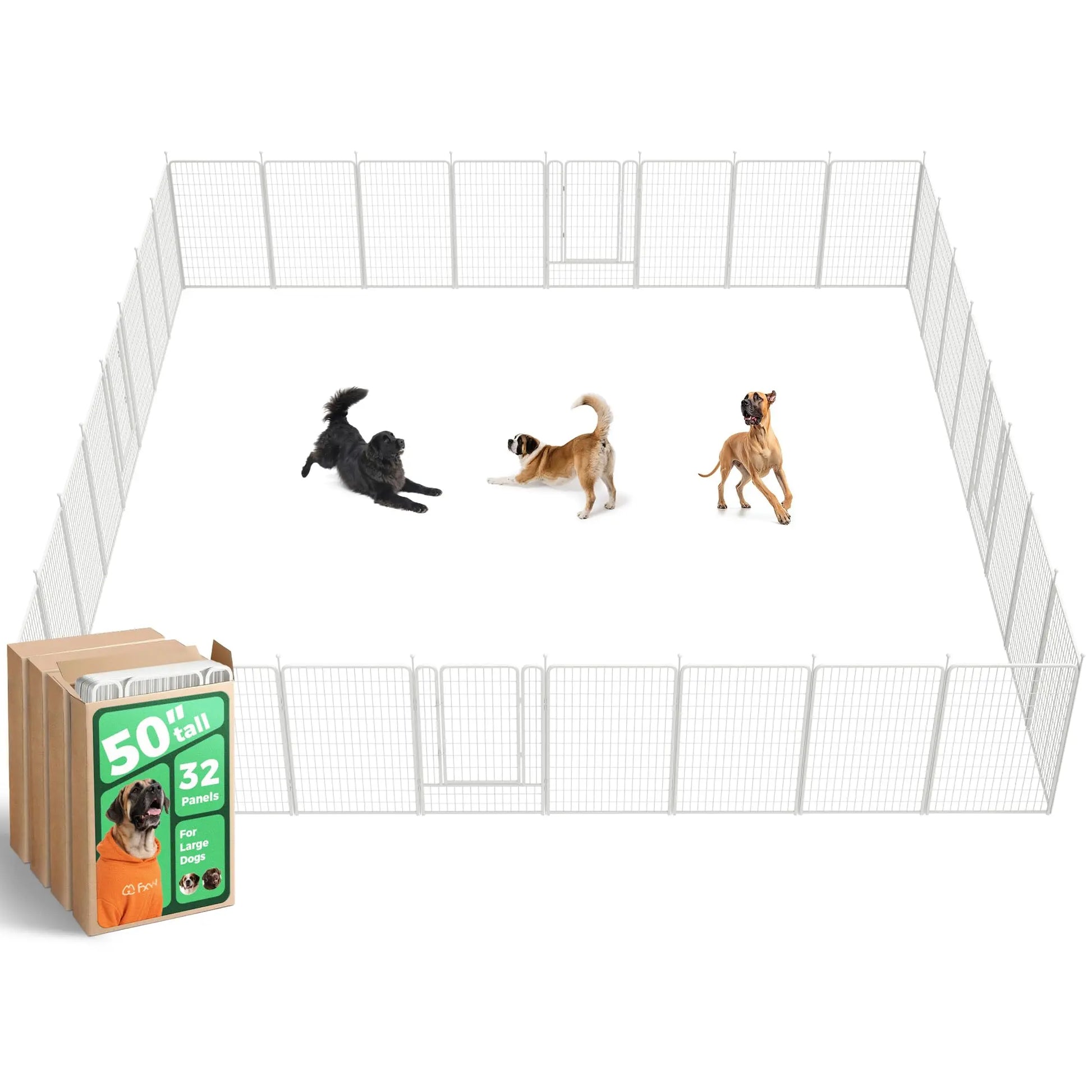 FXW Rollick Unleashed Dog Playpen for Indoor, Yard, RV Camping, 24"/32"/40"/45"/50" Height, 2/4/6/8/16/24/32/48 Panels for Small, Medium, and Large Dogs, Black/White│Patented