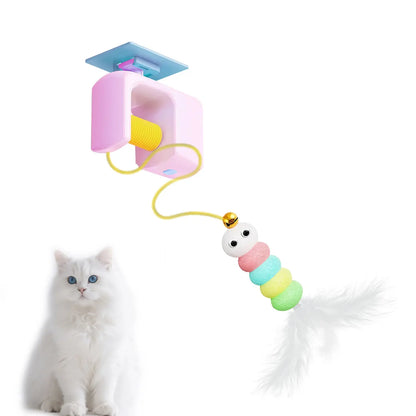 Interactive Cat Toys, Echargeable Hangingdoor Cat Toy with Replacement Toy and Elastic Rope, Automatic Electric Flying Feather Cat Toy for Chase Exercise Enrichment Stimulation, Durable Safe Hanging Toy for Bored Kittens Adult Multi Cat Households Teaser
