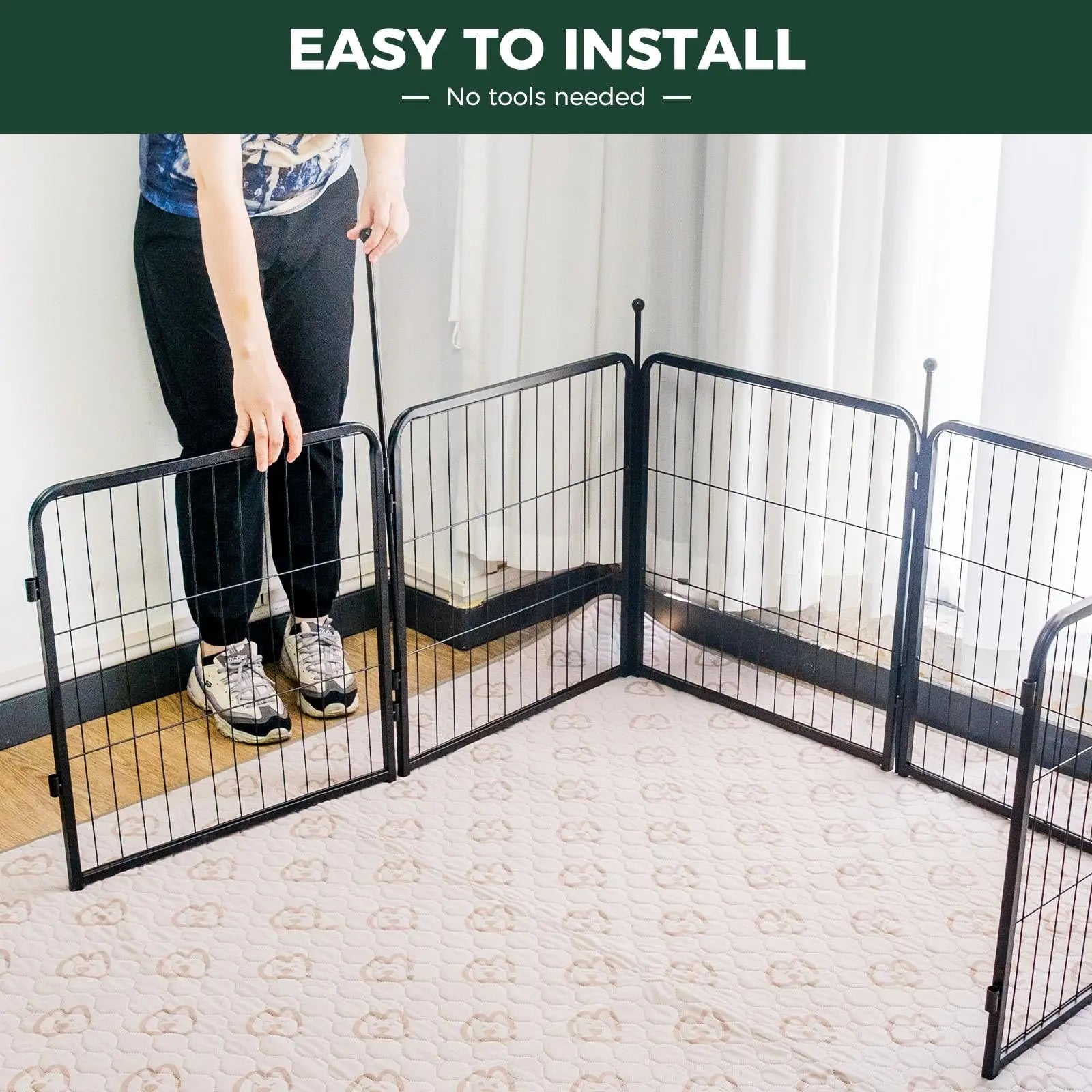 FXW Rollick Unleashed Dog Playpen for Indoor, Yard, RV Camping, 24"/32"/40"/45"/50" Height, 2/4/6/8/16/24/32/48 Panels for Small, Medium, and Large Dogs, Black/White│Patented