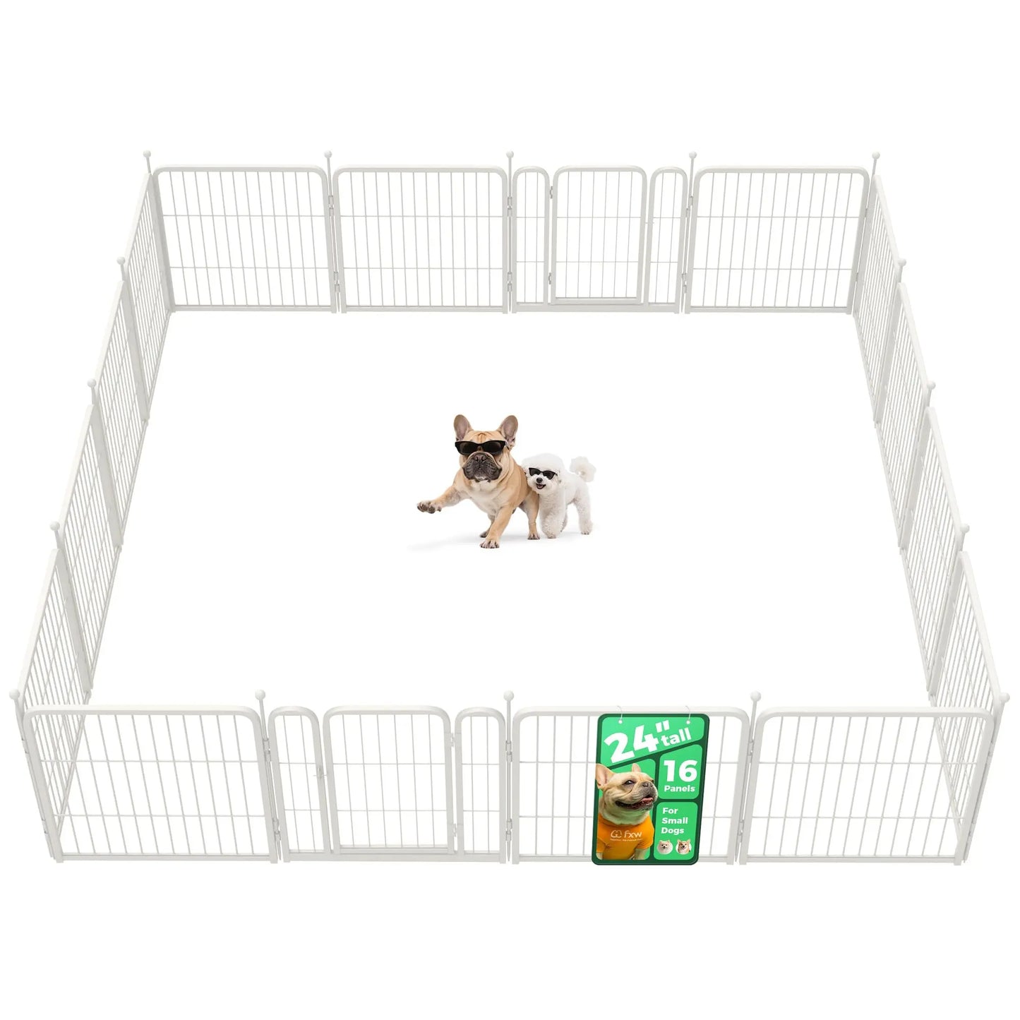 FXW Rollick Unleashed Dog Playpen for Indoor, Yard, RV Camping, 24"/32"/40"/45"/50" Height, 2/4/6/8/16/24/32/48 Panels for Small, Medium, and Large Dogs, Black/White│Patented