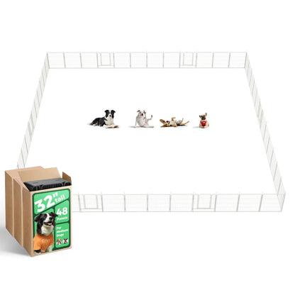 FXW Rollick Unleashed Dog Playpen for Indoor, Yard, RV Camping, 24"/32"/40"/45"/50" Height, 2/4/6/8/16/24/32/48 Panels for Small, Medium, and Large Dogs, Black/White│Patented