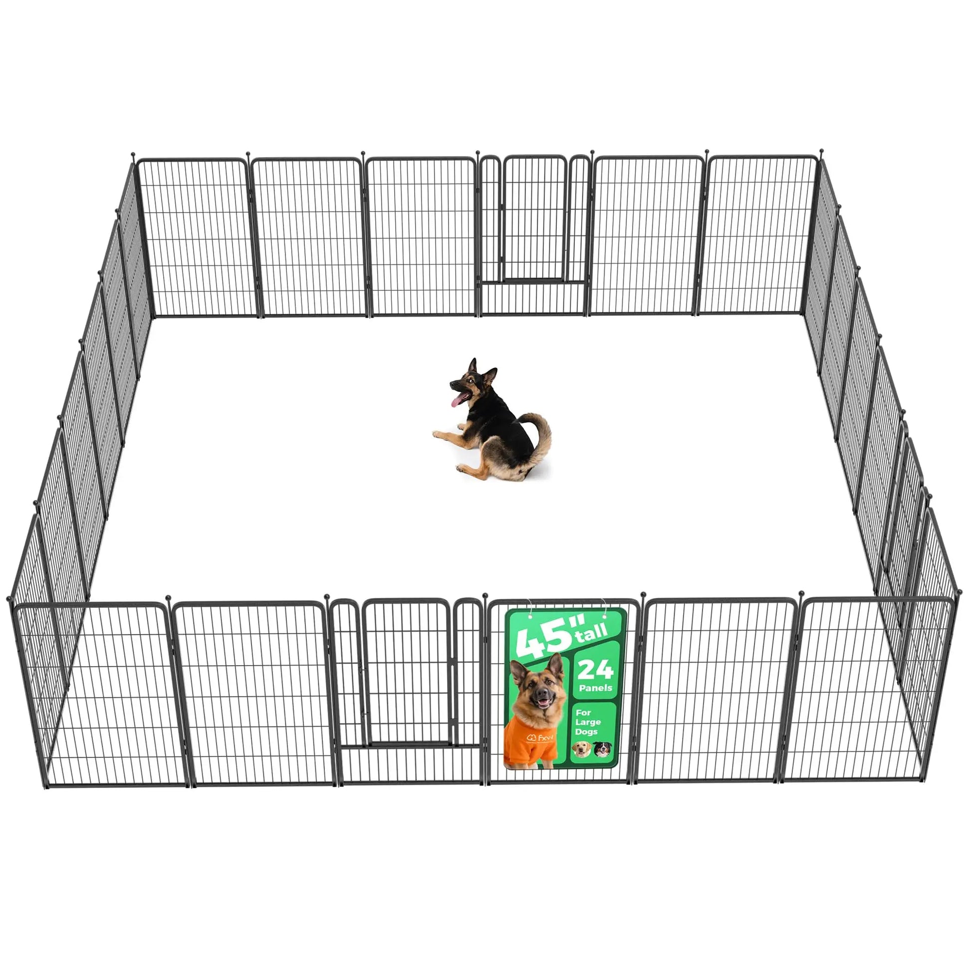 FXW Rollick Unleashed Dog Playpen for Indoor, Yard, RV Camping, 24"/32"/40"/45"/50" Height, 2/4/6/8/16/24/32/48 Panels for Small, Medium, and Large Dogs, Black/White│Patented