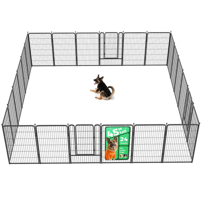 FXW Rollick Unleashed Dog Playpen for Indoor, Yard, RV Camping, 24"/32"/40"/45"/50" Height, 2/4/6/8/16/24/32/48 Panels for Small, Medium, and Large Dogs, Black/White│Patented