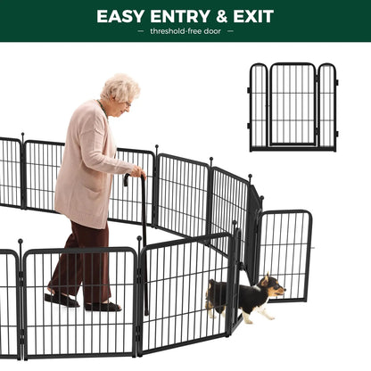 FXW Rollick Unleashed Dog Playpen for Indoor, Yard, RV Camping, 24"/32"/40"/45"/50" Height, 2/4/6/8/16/24/32/48 Panels for Small, Medium, and Large Dogs, Black/White│Patented