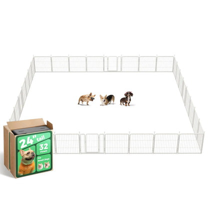 FXW Rollick Unleashed Dog Playpen for Indoor, Yard, RV Camping, 24"/32"/40"/45"/50" Height, 2/4/6/8/16/24/32/48 Panels for Small, Medium, and Large Dogs, Black/White│Patented