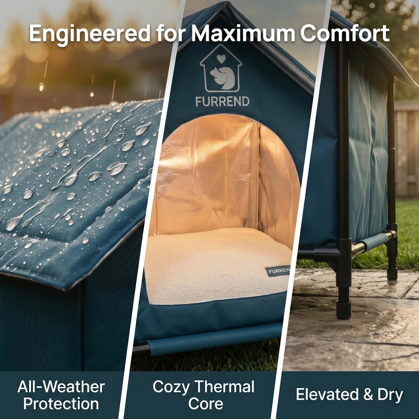 Outdoor 4-Season Cat House, Waterproof, Windproof & Scratch-Resistant. Easy to Clean with a Soft Blanket, Sturdy and Spacious. Includes Mounting Brackets, Ideal for Multiple Kittens and Small Dogs.